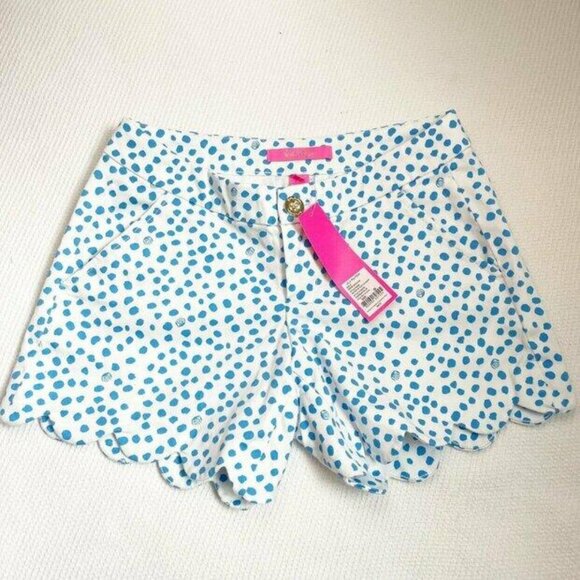 Blue Dot Scalloped Shorts - Picture 1 of 1